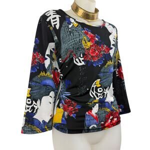 Vintage 90's DANIEL BENJAMIN geisha printed shirt